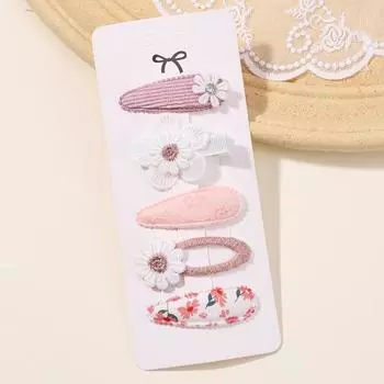 Children Fresh Hair Clips Set Girl Sweet Printe Flower Hairpin Lovely Kids Hair Accessories Cloth Barrettes Headdress Hairgrips