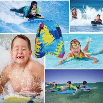 Children Inflatable Surfboard Portable Bodyboard with Handles Swimming Pool Beach Surfboards Swimming Floating Mat Device