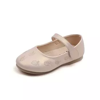 Children Mary Janes for Girls Embroidery Hook & Loop Round-toe 2024 New Soft Simple Platform Casual Shoes Dropshipping Kids Shoe 22 бежевый