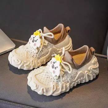 Children New Breathable Knitted Elastic Sneakers Spring Autumn Casual Unisex Toddler Shoes 21 чёрный