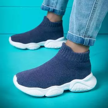 Children New Shoe Boys Girls New Spring Autumn Socks Shoes Sneakers Fashion Casual Running Shoes for Kids Sport Shoes Size26-37 31 синий