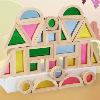 Children S Acrylic Building Block Early Education Educational Toys Shape Color Cognition Colorful Kaleidoscope Creative Mosaic Color Window