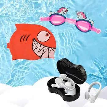 Children s Anti-fog Swimming Goggles With Earplugs And Nose Clip Anti-uv Pool Swimming Cap Diving Swimming Accessories Set