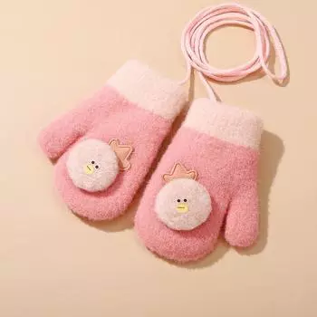 Children s Autumn and Winter Warm Gloves Neck Cartoon Children s Plus Velvet Gloves Baby Thickened Cold Proof Baby Gloves