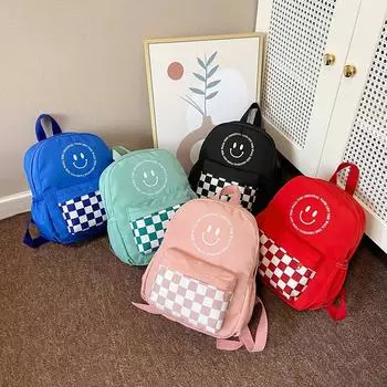 Детский рюкзак милый смайлик легкий рюкзак шахматная доска детский школьный рюкзак детский детский школьный рюкзак сумка для перекуса розовый