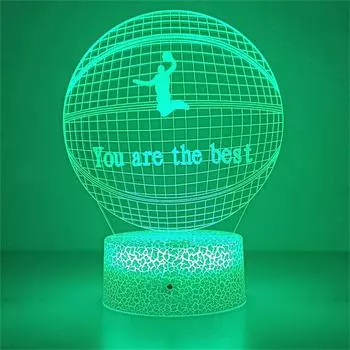 Children s Basketball Night Light 3D Illusion Light 16 Color With Remote Control LED Light Ambient Light Dimmable Christmas Gift Crack Base No Remote синий