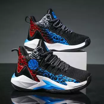 Children s basketball shoes high top 2025 spring and autumn new flying woven breathable sports shoes boys and students children s sports shoes 31