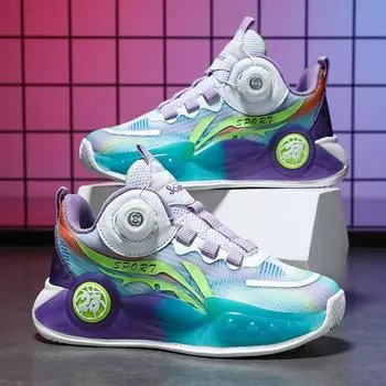 Children s basketball shoes professional training boy resilient shock absorbent anti-slip youth breathable mesh combat boots 36