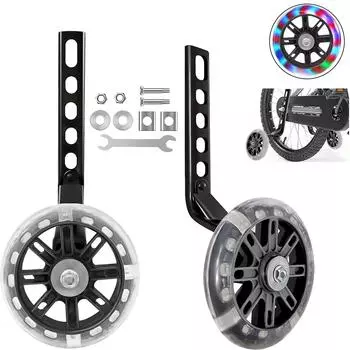 Детский велосипедный тренировочный комплект колес Flash Mute Wheel Bicycle Stabilizer Mounted Kit Совместим с 12 14 16 18 20 дюймовыми детскими велосипедами красный