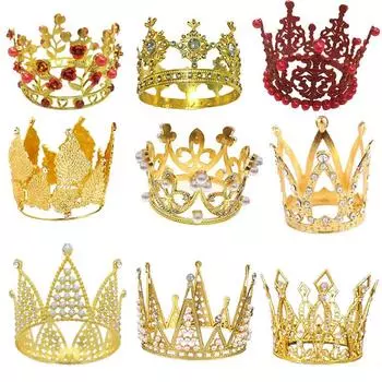 Children s Birthday Crown Tiara Baroque Alloy Ornament Full Circle Crown Cake Decoration