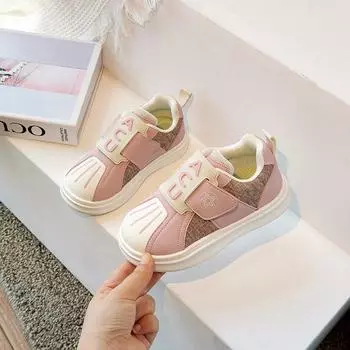 Children s board shoes low-top 2025 spring fashion fried street classmates boys shoes girls sports shoes medium and small children white 26 розовый