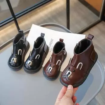 Children s Boots for Girls Winter Cute Cartoon Toddlers Boys Snow Boots Fashion Warm Versatile Kids Causal Ankle Cotton Boots 21 чёрный