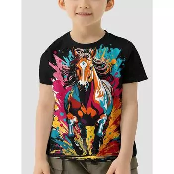 Children s Boy s Clothing Design Horse Riding T-shirty Korean Children s Clothes Kids Spring Clothes Child T-shirt Top Boys 100