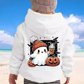 Children s Boys Fashion Halloween Printed Hoodie Sweatshirt 150 белый