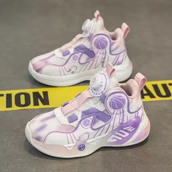 Children s breathable double mesh rotating button basketball shoes, youth leisure sports tide shoes, shock absorption and non-slip mesh classmates 31