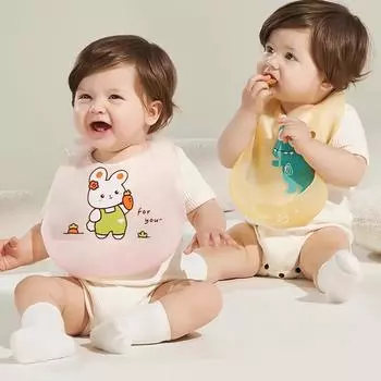 Children s cartoon food-grade silicone bibs,baby eating three-dimensional waterproof bibs,ultra-thinsoft silicone drooling towel