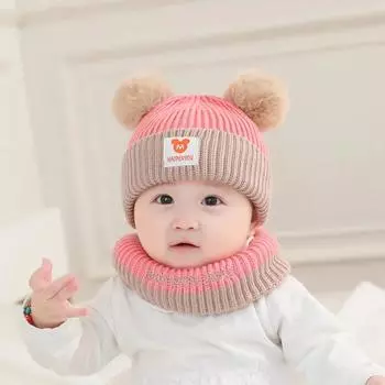 Children s Cartoon Knitted Hat Scarf Suit Cute Animation Baby Boy Girl Beanie Infant Skull Cap Winter Warm Hat and scarf set