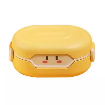 Children s Cartoon Lunch Insulated Bottom Box Microwaveable Plastic Lunch Box жёлтый