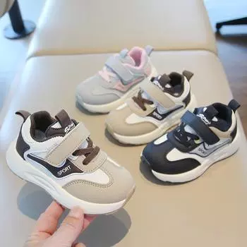 Children s Casual Shoes 2025 Spring and Autumn Sports Shoes for Boys Girls Lightweight Soft-soled Running Shoes 21 серый