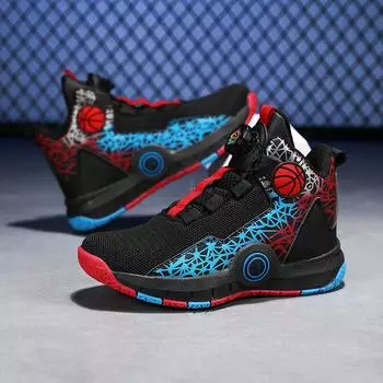 Children s classic basketball shoes men s professional sound non-slip running breathable mesh rotating button sneakers Jinjiang shoes 31