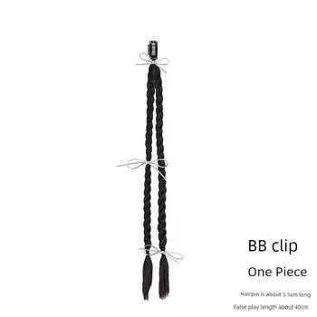 Children s Clip-on Ballet Style Bows Braided Hair Fried Dough Twist Hair Accessories Artificial Hair Performance Double Ponytail Wig 1# Silver Bows wig braid BB clip 1 pack