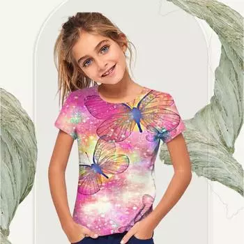 Children s Clothes Butterfly Print T Shirt 3D Kids Short Sleeve T-Shirt for Girls Clothing Boys Tops Summer Fashion Tees Shirts 100