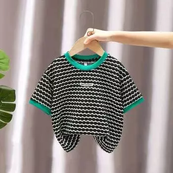 Children s Clothing Children s Short Sleeves, New Styles Baby Wave Half Sleeves Boys Summer T-shirts Children s Tops 100 чёрный