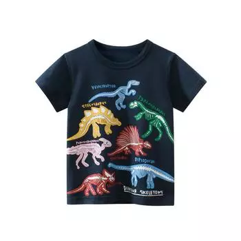 Children s Clothing Summer Boys Short Sleeved T-shirt Dinosaur Cartoon Baby Clothes Kids Clothes 90
