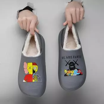 Children s cotton slippers Girls winter large cotton shoes waterproof and non-slip home wear bag and slippers Boys velvet and thicker 30/31 жёлтый