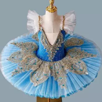 Children s Dance Performance Costumes Gauze Skirts Performance Ballet Dance Blue Pink White Dress 160cm