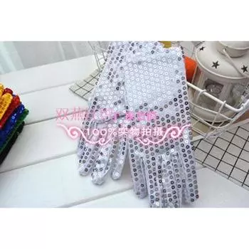 Children s Day Children s Sequined Flashing Stage Gloves Adult White All yards