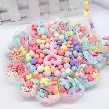 Children s DIY Handmade Beaded Toy with Accessory and Flower Type Storage Box Set Kids Educational Toys Girl Gift