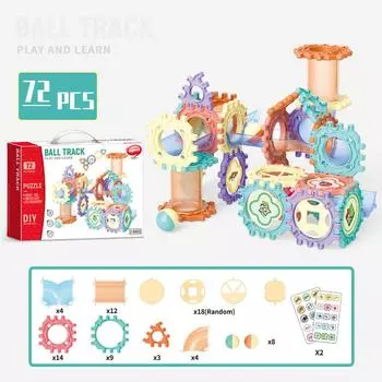 Children S Diy Variable Splicing Ball Building Block Assembly Toy Three-Dimensional Ball Track 72Pcs Building Block Toy