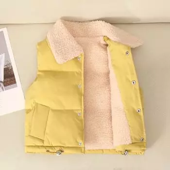 Детский пуховый хлопковый жилет с флисовой подкладкой, верхняя одежда, жилет, осенне-зимний кардиган с лацканами, теплое пальто 160cm белый