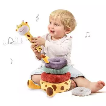 Children S Educational Baby Toys, Plush Giraffe Stacked High Baby Hands-On Cute Doll Toys 25cm