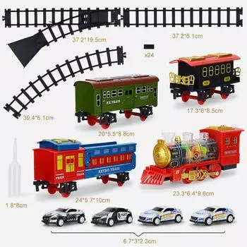 Children S Electric Sound And Light Steam Transparent 7-Color Wheel Track Train Diy Assembly Track Ejection Car Toy