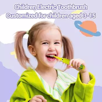 Children s Electric Toothbrush Cartoon Boy Girl Kids With Replacement 6 Head Ultrasonic Waterproof Rechargeable Sonic Toothbrush красный
