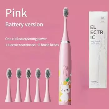 Children s Electric Toothbrush with 5 Replacement Heads Kids Cartoon Ultrasonic Sonic Battery Tooth Brushes Electric Toothbrush