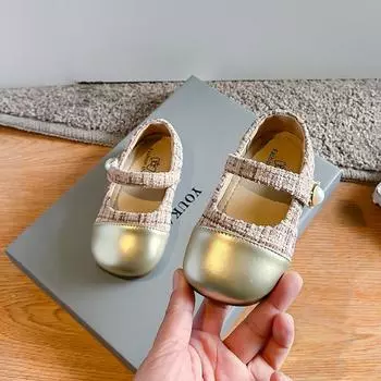 Children s Fashion Color Matching Small Leather Shoes Summer Princess Leather Shoes Retro Single Shoes 23 коричневый