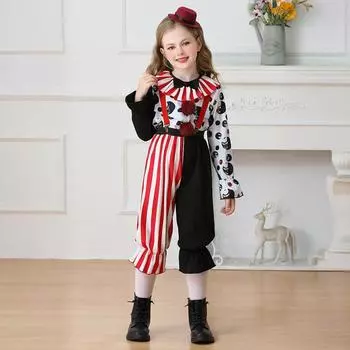 Children s Fashion Halloween Funny Costumes Clown Overalls 120 чёрный