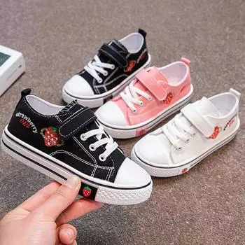 Детские модные легкие дышащие низкие парусиновые туфли на липучках спортивная и повседневная обувь белые туфли 26 белый