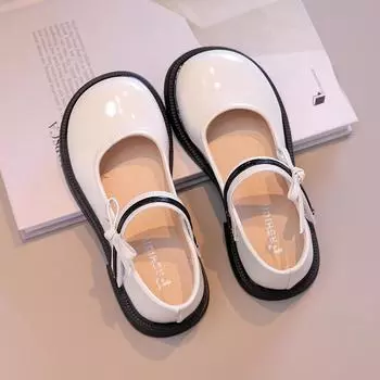 Children s Flats Spring Autumn Black Leather Shoes for Girls Fashion Bowknot Kids Princess Causal School Ballet Mary Jane Shoes 26 чёрный