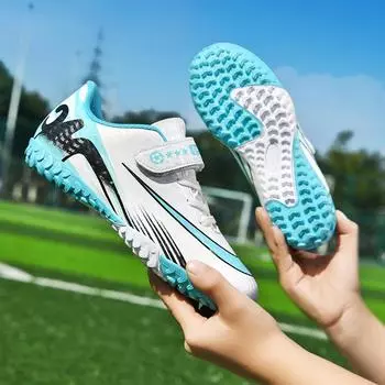 Children s football shoes boys 2025 new TF broken nails primary school boys and girls Velcro breathable training game shoes 30