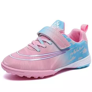 Children s football shoes boys and girls Velcro primary and secondary school students indoor short nail flat-bottomed sports training shoes 30