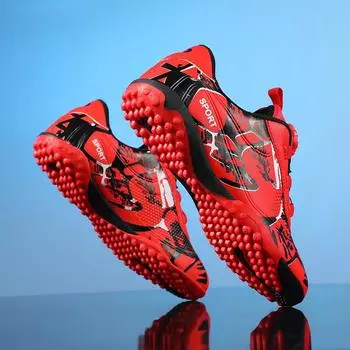 Children s Football Shoes Boys TF Shredded Nails Sports Spikes Breathable Elementary School Students Rotating Buttons Professional Training Shoes Boys 28