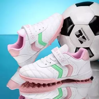 Children s Football Shoes FG/TF New High Quality Training Shoes Boys and Women s Shoes Buckle Outdoor Grass Sports Shoes 30-39 33 розовый