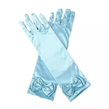 Children s Formal Dress Gloves Girls Snowyprincess Headdress Hair Band Crown Necklace Show Black and White Pink Hose Sky Blue Gloves (4-8 Years) One size