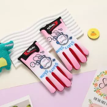 Children s Gloves In Autumn and Winter Boys and Girls Students Windproof Cartoon Plus Velvet Warm Outdoor Cycling Cold Proof Thickened Gloves One size