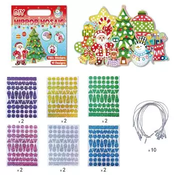 Children s Handmade DIY Christmas Toy Mosaic Stickers Shiny Mirror Coloring Toy Stickers