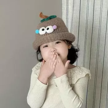 Children s hats are cute in autumn and winter, super cute and funny, boys and girls wool hats, thickened warm knitted hats in winter Recommended for 1-5 years old (47-52cm) + elastic хаки